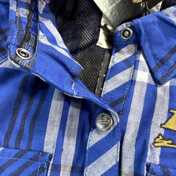 NWT Harley Davidson Shirt Womens Small Blue Plaid Snap Motorcycle Riding Ladies - Picture 9 of 12